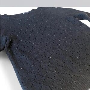 Vintage Cozy glam Anne Klein Black Eyelet Knit Sweater with sequins